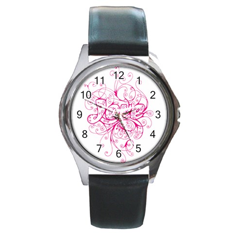 White Love Round Metal Watch from ArtsNow.com Front