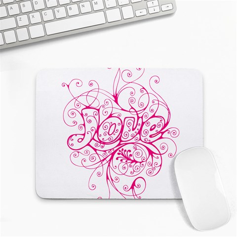 White Love Small Mousepad from ArtsNow.com Front