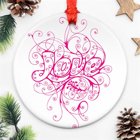 White Love Ornament (Round) from ArtsNow.com Front