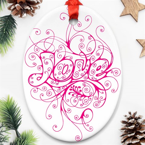 White Love Ornament (Oval) from ArtsNow.com Front