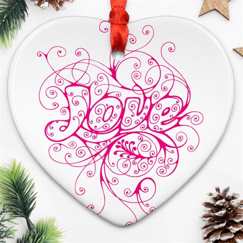 White Love Ornament (Heart) from ArtsNow.com Front