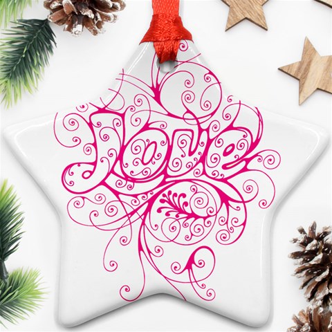 White Love Ornament (Star) from ArtsNow.com Front