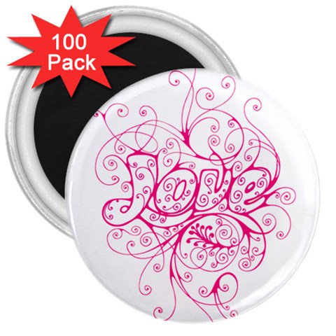 White Love 3  Magnet (100 pack) from ArtsNow.com Front