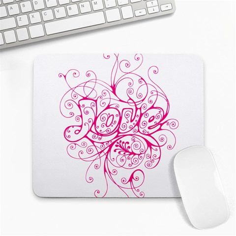 White Love Large Mousepad from ArtsNow.com Front