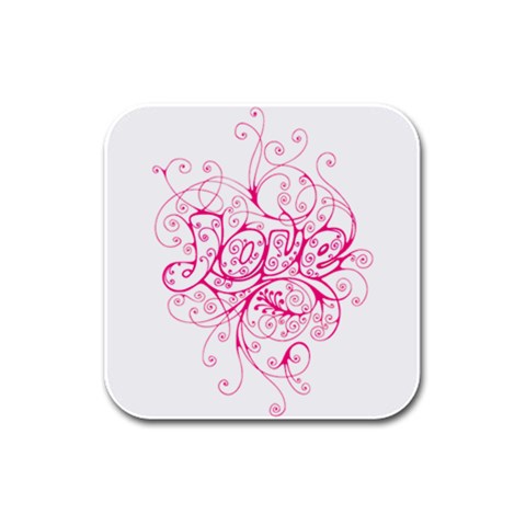 White Love Rubber Square Coaster (4 pack) from ArtsNow.com Front