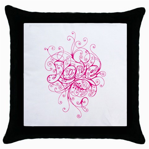 White Love Throw Pillow Case (Black) from ArtsNow.com Front