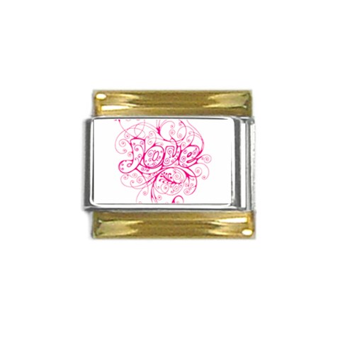 White Love Gold Trim Italian Charm (9mm) from ArtsNow.com Front