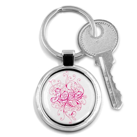 White Love Key Chain (Round) from ArtsNow.com Front