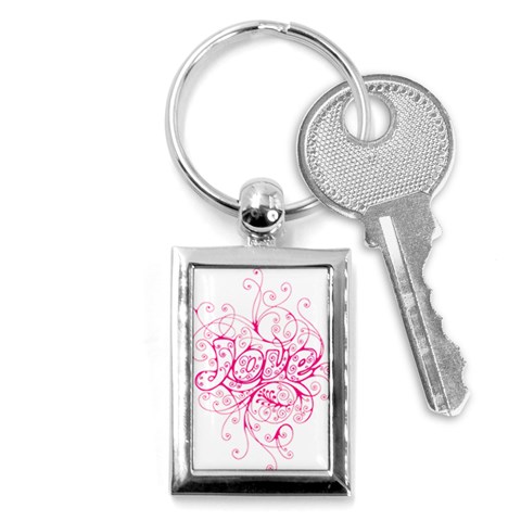 White Love Key Chain (Rectangle) from ArtsNow.com Front