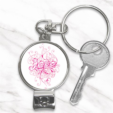 White Love Nail Clippers Key Chain from ArtsNow.com Front