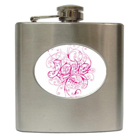 White Love Hip Flask (6 oz) from ArtsNow.com Front