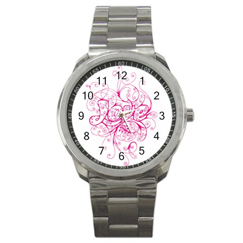 White Love Sport Metal Watch from ArtsNow.com Front