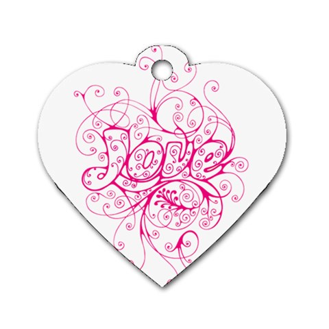 White Love Dog Tag Heart (One Side) from ArtsNow.com Front