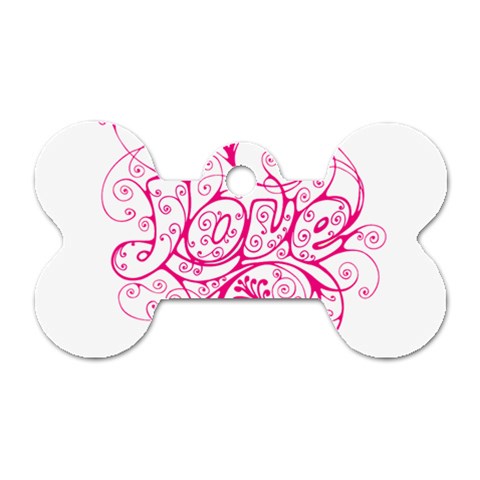 White Love Dog Tag Bone (One Side) from ArtsNow.com Front