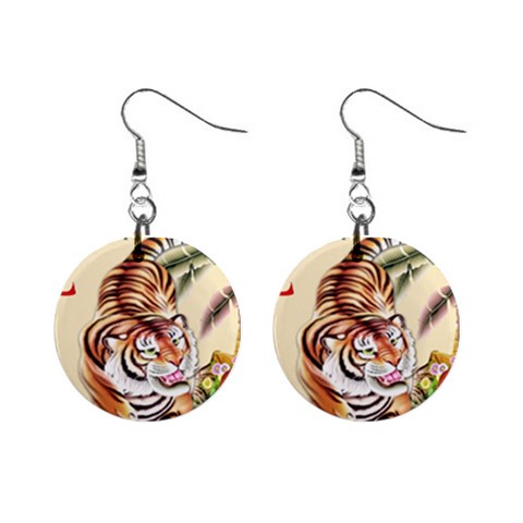 Tiger s Year 1  Button Earrings from ArtsNow.com Front