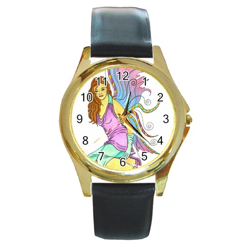 Jewel Round Gold Metal Watch from ArtsNow.com Front