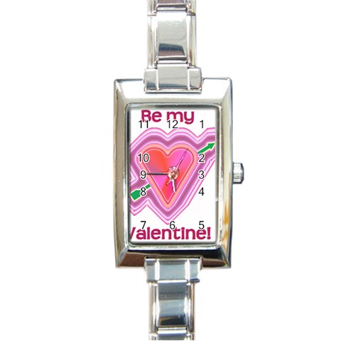 Be My Valentine Rectangular Italian Charm Watch from ArtsNow.com Front