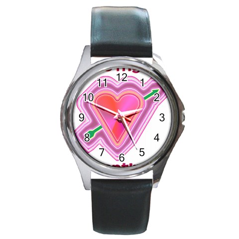 Be My Valentine Round Metal Watch from ArtsNow.com Front