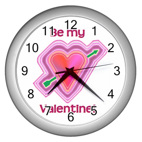 Be My Valentine Wall Clock (Silver) from ArtsNow.com Front