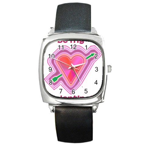 Be My Valentine Square Metal Watch from ArtsNow.com Front