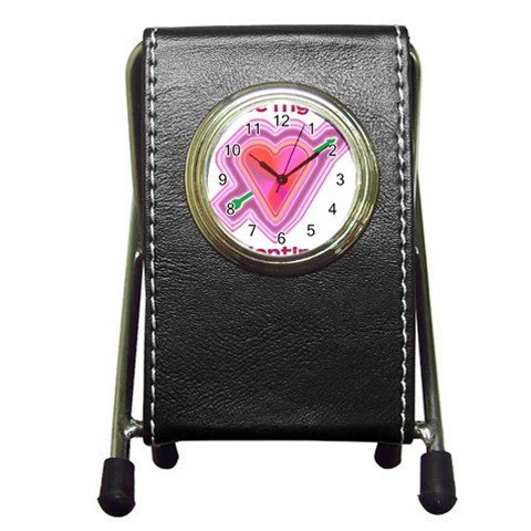 Be My Valentine Pen Holder Desk Clock from ArtsNow.com Front