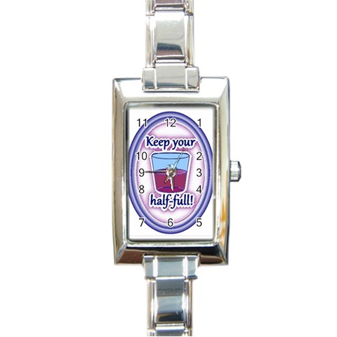 Glass Half Full Rectangular Italian Charm Watch from ArtsNow.com Front