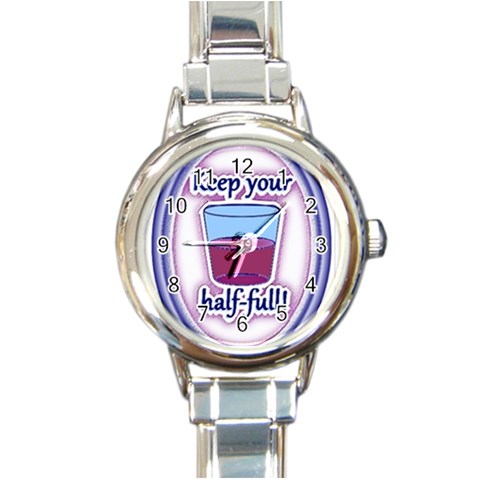 Glass Half Full Round Italian Charm Watch from ArtsNow.com Front