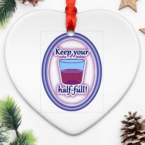 Glass Half Full Ornament (Heart) from ArtsNow.com Front