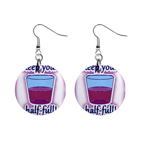 Glass Half Full 1  Button Earrings from ArtsNow.com Front