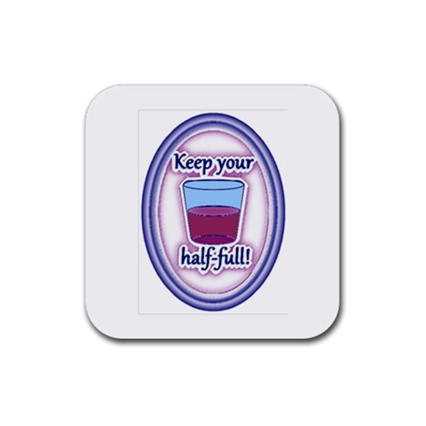 Glass Half Full Rubber Coaster (Square) from ArtsNow.com Front