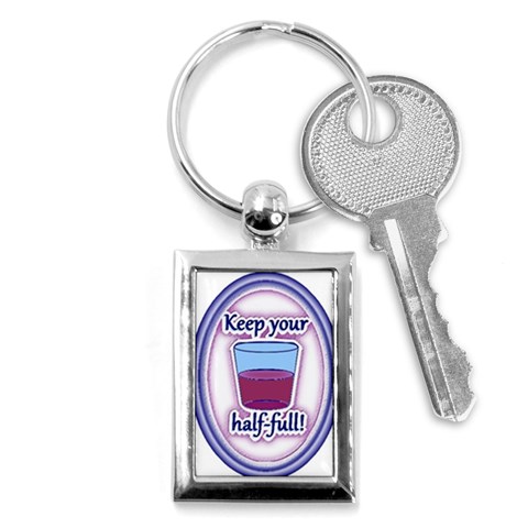 Glass Half Full Key Chain (Rectangle) from ArtsNow.com Front