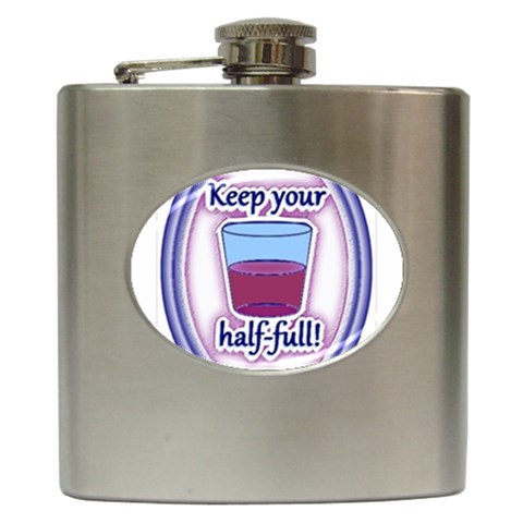 Glass Half Full Hip Flask (6 oz) from ArtsNow.com Front