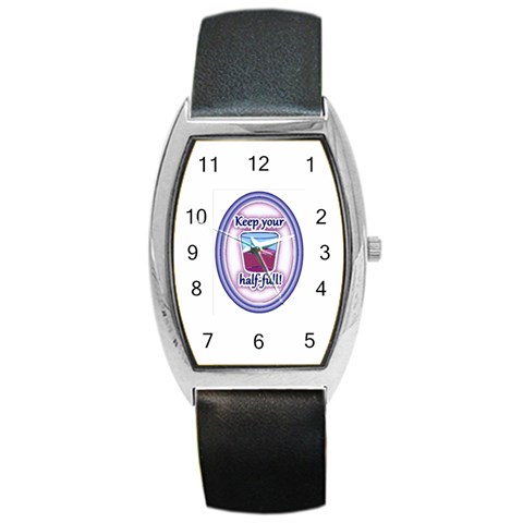 Glass Half Full Barrel Style Metal Watch from ArtsNow.com Front