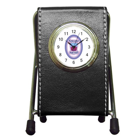 Glass Half Full Pen Holder Desk Clock from ArtsNow.com Front