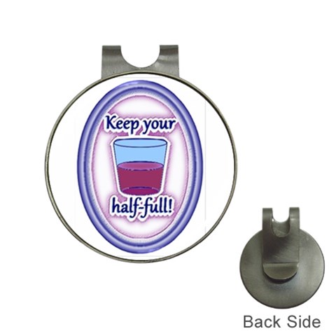 Glass Half Full Golf Ball Marker Hat Clip from ArtsNow.com Front