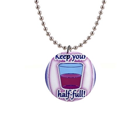 Glass Half Full 1  Button Necklace from ArtsNow.com Front