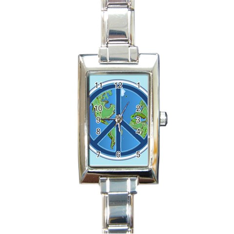 World Peace Rectangular Italian Charm Watch from ArtsNow.com Front