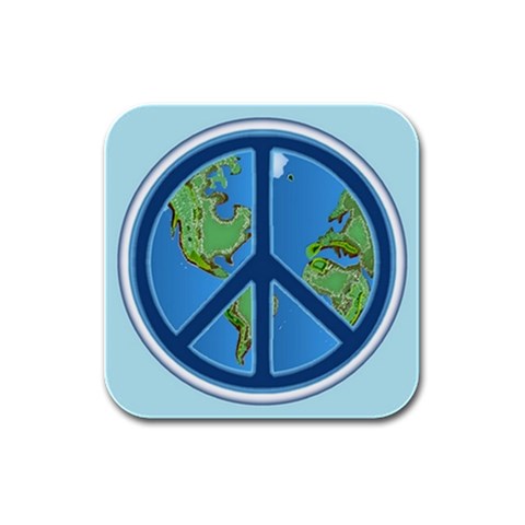 World Peace Rubber Square Coaster (4 pack) from ArtsNow.com Front