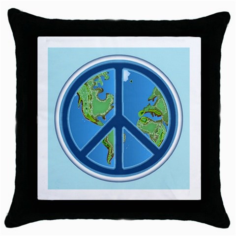 World Peace Throw Pillow Case (Black) from ArtsNow.com Front