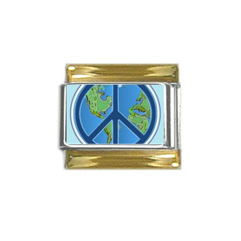 World Peace Gold Trim Italian Charm (9mm) from ArtsNow.com Front