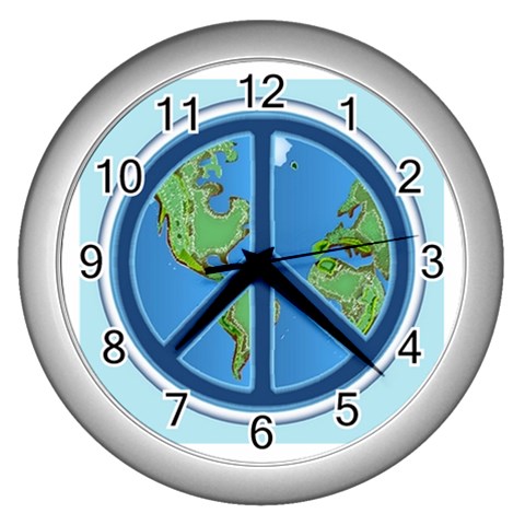 World Peace Wall Clock (Silver) from ArtsNow.com Front