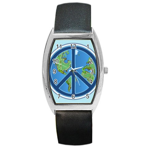 World Peace Barrel Style Metal Watch from ArtsNow.com Front