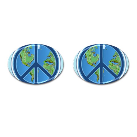 World Peace Cufflinks (Oval) from ArtsNow.com Front(Pair)