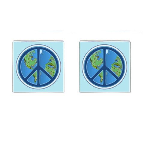 World Peace Cufflinks (Square) from ArtsNow.com Front(Pair)