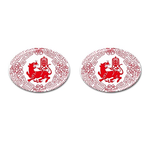 Tiger s Year Cufflinks (Oval) from ArtsNow.com Front(Pair)