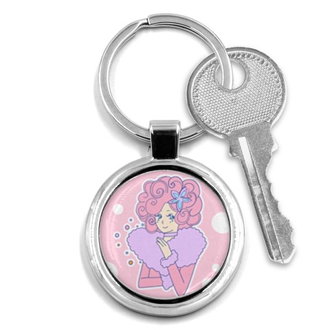 Bubbles Pink Key Chain (Round) from ArtsNow.com Front