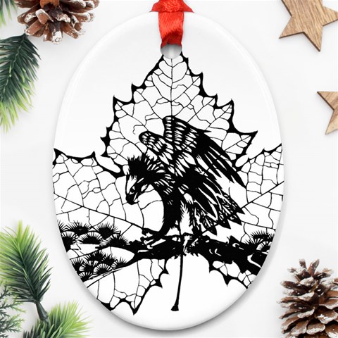 Maple & Eagle Ornament (Oval) from ArtsNow.com Front