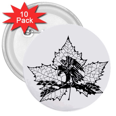 Maple & Eagle 3  Button (10 pack) from ArtsNow.com Front