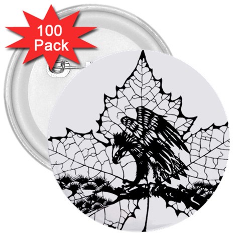 Maple & Eagle 3  Button (100 pack) from ArtsNow.com Front