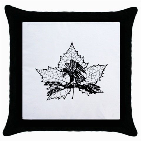 Maple & Eagle Throw Pillow Case (Black) from ArtsNow.com Front